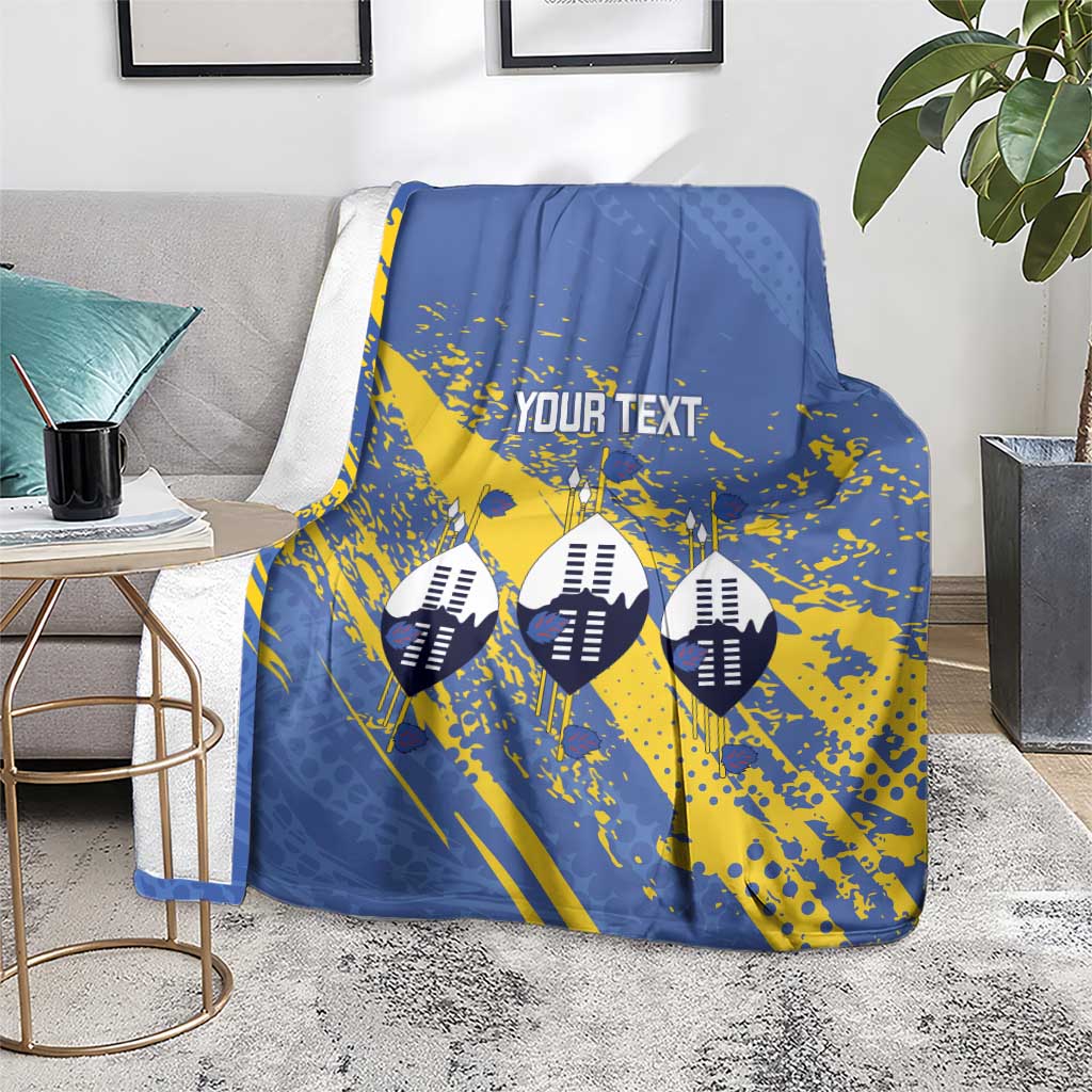Eswatini Football Custom Blanket Sihlangu Semnikati Blue - Wonder Print Shop
