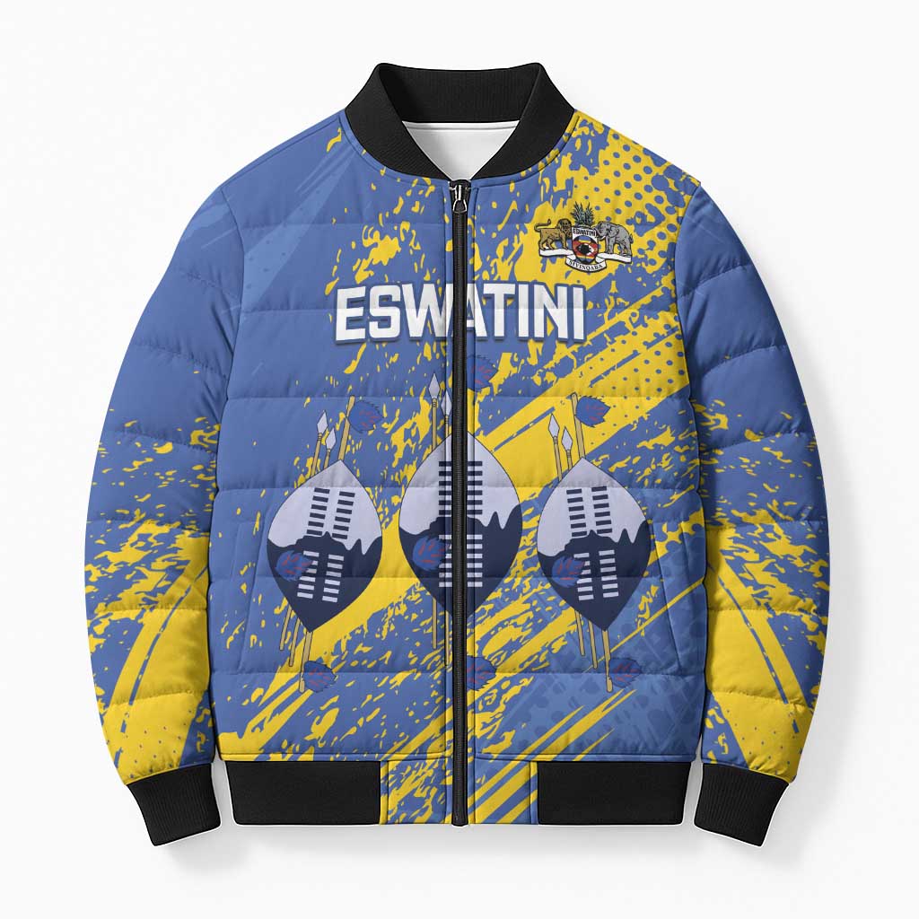 Eswatini Football Custom Bomber Puffer Jacket Sihlangu Semnikati Blue - Wonder Print Shop