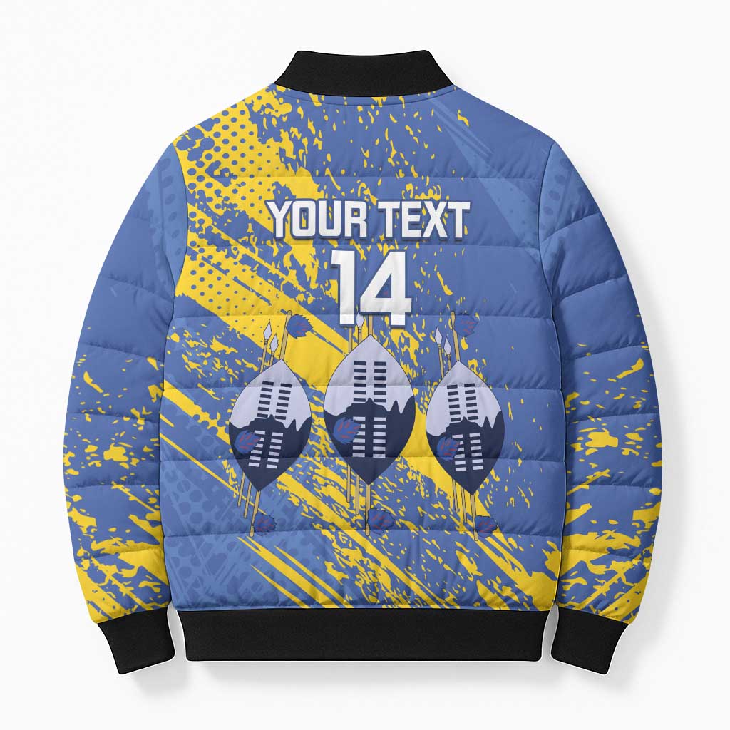 Eswatini Football Custom Bomber Puffer Jacket Sihlangu Semnikati Blue - Wonder Print Shop