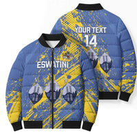Eswatini Football Custom Bomber Puffer Jacket Sihlangu Semnikati Blue - Wonder Print Shop