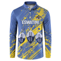 Eswatini Football Custom Button Sweatshirt Sihlangu Semnikati Blue - Wonder Print Shop