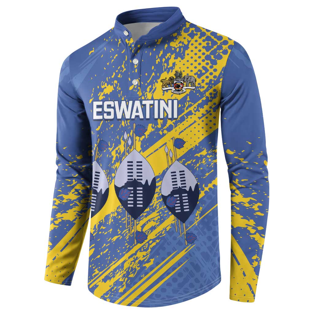 Eswatini Football Custom Button Sweatshirt Sihlangu Semnikati Blue - Wonder Print Shop