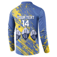 Eswatini Football Custom Button Sweatshirt Sihlangu Semnikati Blue - Wonder Print Shop