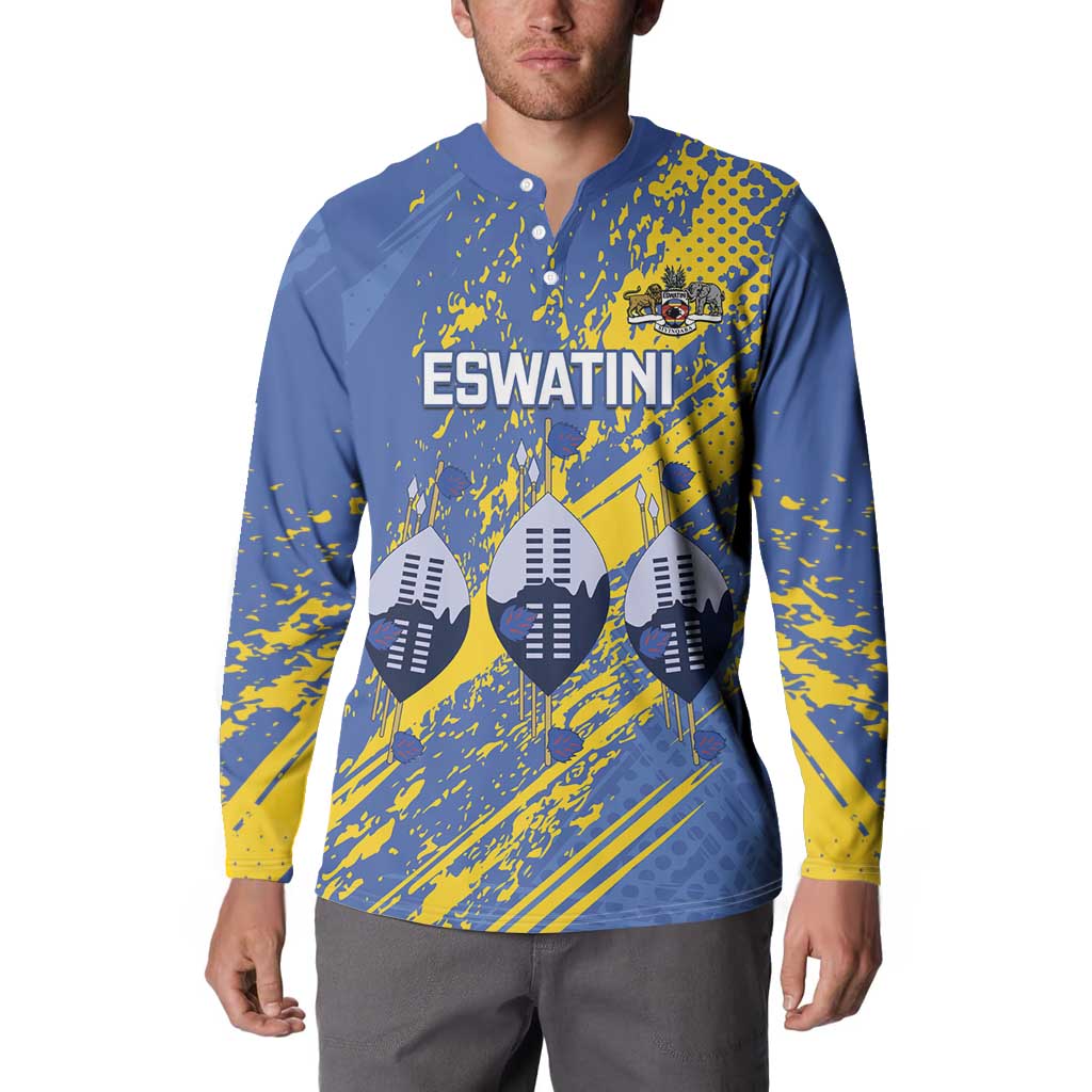 Eswatini Football Custom Button Sweatshirt Sihlangu Semnikati Blue - Wonder Print Shop