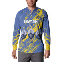 Eswatini Football Custom Button Sweatshirt Sihlangu Semnikati Blue - Wonder Print Shop