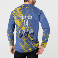 Eswatini Football Custom Button Sweatshirt Sihlangu Semnikati Blue - Wonder Print Shop