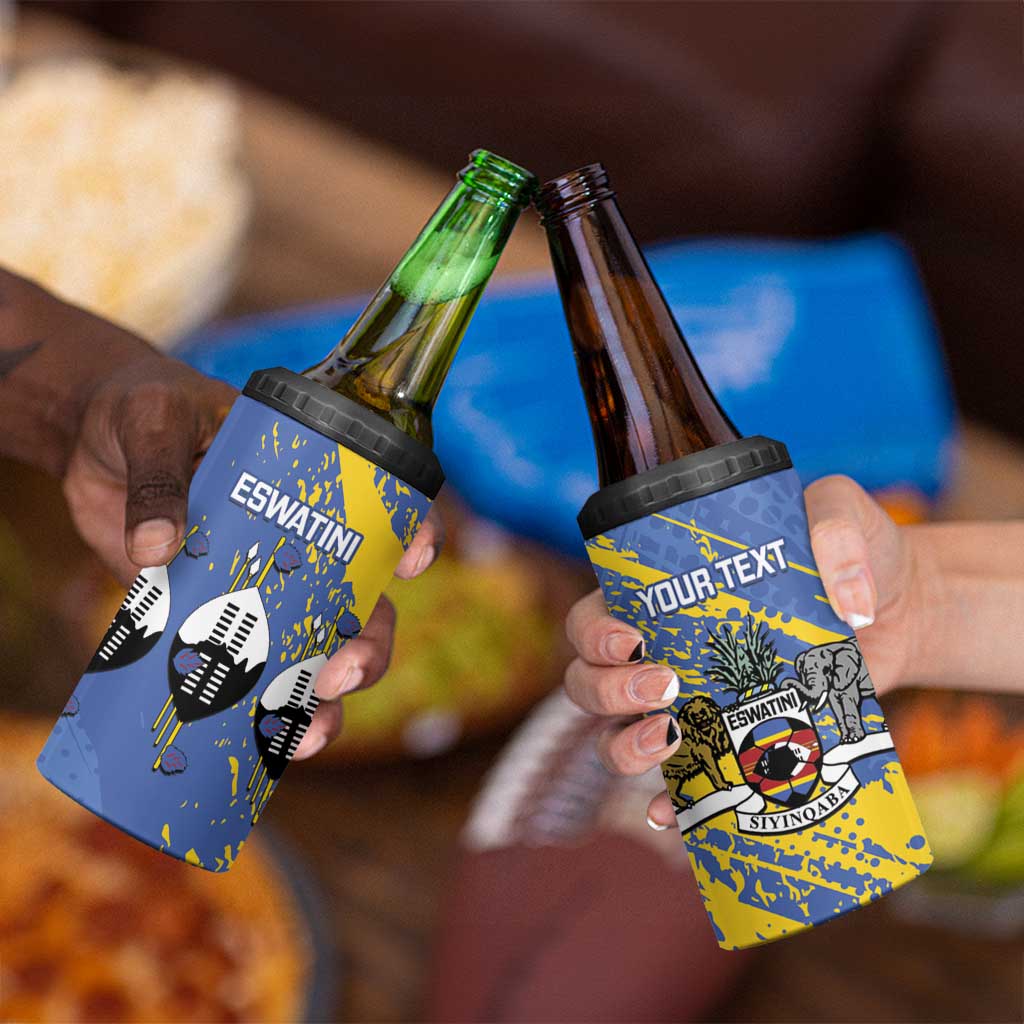 Eswatini Football Custom 4 in 1 Can Cooler Tumbler Sihlangu Semnikati Blue - Wonder Print Shop