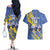 Eswatini Football Custom Couples Matching Off The Shoulder Long Sleeve Dress and Hawaiian Shirt Sihlangu Semnikati Blue - Wonder Print Shop