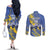 Eswatini Football Custom Couples Matching Off The Shoulder Long Sleeve Dress and Long Sleeve Button Shirt Sihlangu Semnikati Blue - Wonder Print Shop