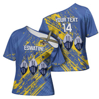 Eswatini Football Custom Cross Shoulder Shirt Sihlangu Semnikati Blue - Wonder Print Shop