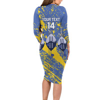 Eswatini Football Custom Family Matching Long Sleeve Bodycon Dress and Hawaiian Shirt Sihlangu Semnikati Blue - Wonder Print Shop