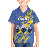 Eswatini Football Custom Family Matching Mermaid Dress and Hawaiian Shirt Sihlangu Semnikati Blue - Wonder Print Shop