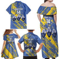 Eswatini Football Custom Family Matching Off Shoulder Maxi Dress and Hawaiian Shirt Sihlangu Semnikati Blue - Wonder Print Shop