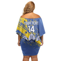 Eswatini Football Custom Family Matching Off Shoulder Short Dress and Hawaiian Shirt Sihlangu Semnikati Blue - Wonder Print Shop
