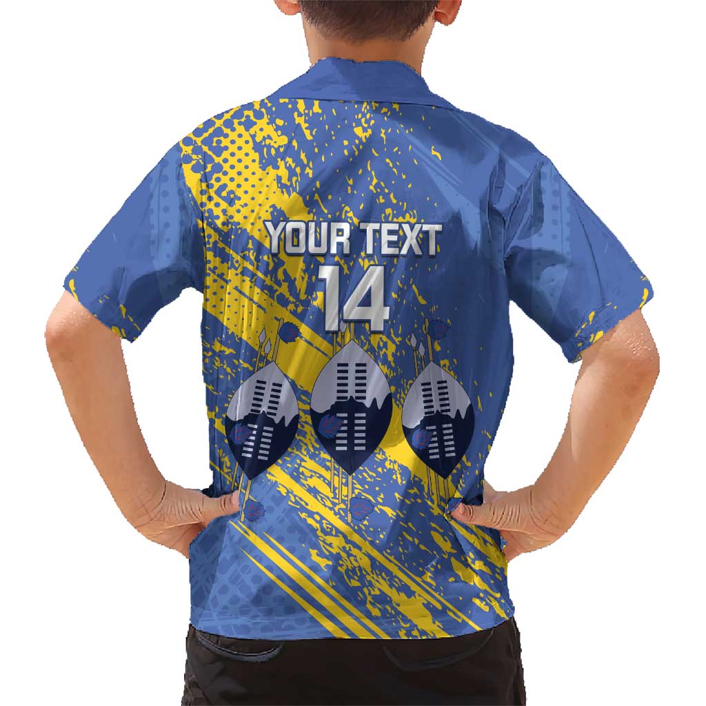 Eswatini Football Custom Family Matching Short Sleeve Bodycon Dress and Hawaiian Shirt Sihlangu Semnikati Blue - Wonder Print Shop