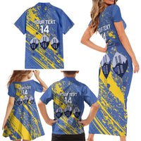 Eswatini Football Custom Family Matching Short Sleeve Bodycon Dress and Hawaiian Shirt Sihlangu Semnikati Blue - Wonder Print Shop