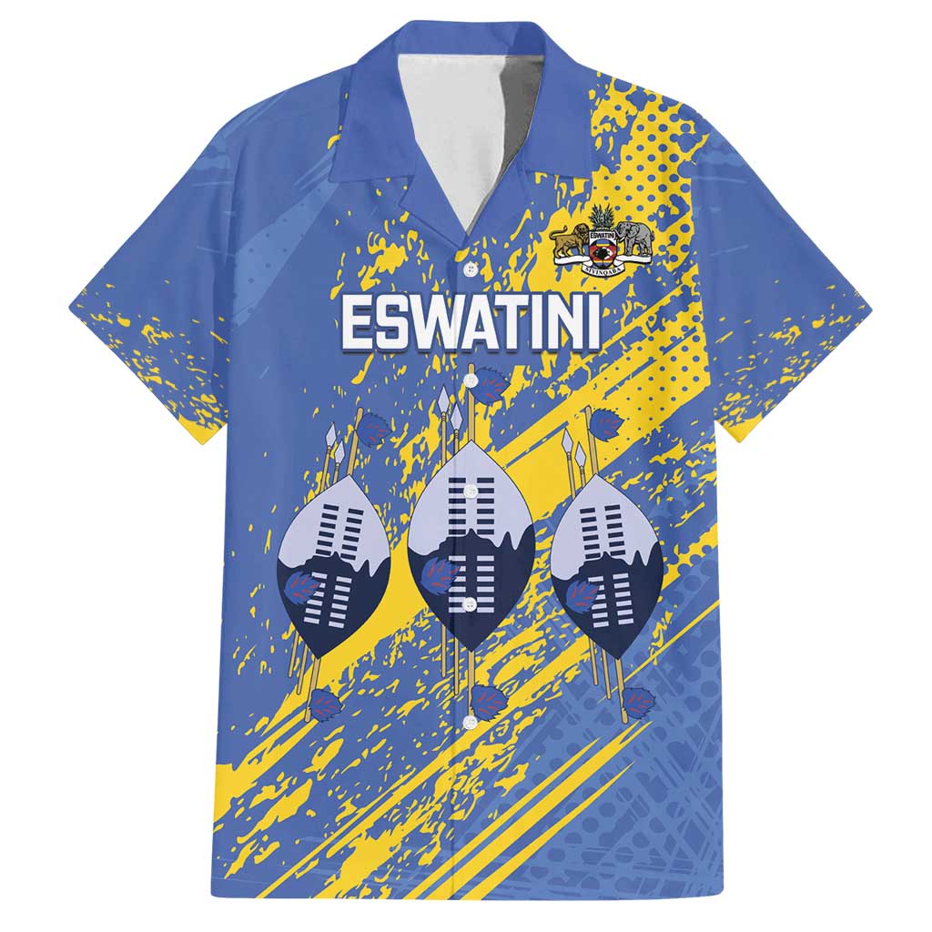 Eswatini Football Custom Family Matching Tank Maxi Dress and Hawaiian Shirt Sihlangu Semnikati Blue - Wonder Print Shop