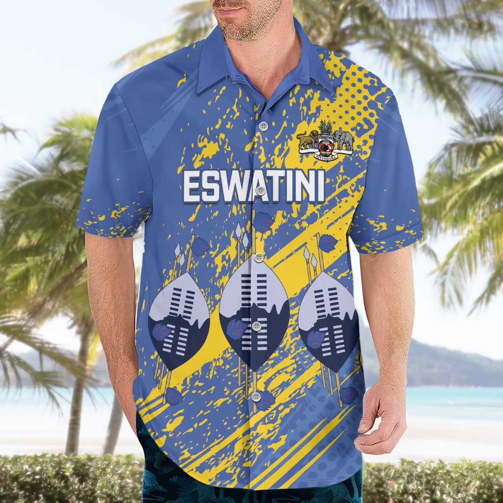 Eswatini Football Custom Hawaiian Shirt Sihlangu Semnikati Blue - Wonder Print Shop