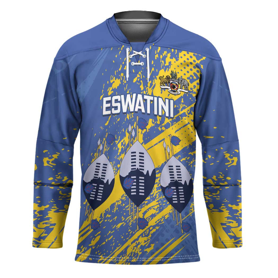Eswatini Football Custom Hockey Jersey Sihlangu Semnikati Blue - Wonder Print Shop