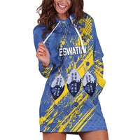 Eswatini Football Custom Hoodie Dress Sihlangu Semnikati Blue - Wonder Print Shop