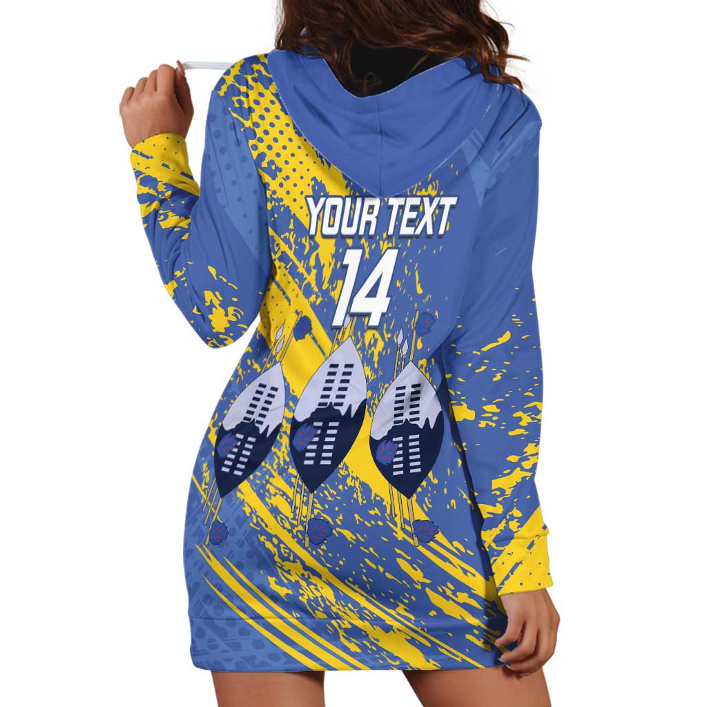 Eswatini Football Custom Hoodie Dress Sihlangu Semnikati Blue - Wonder Print Shop