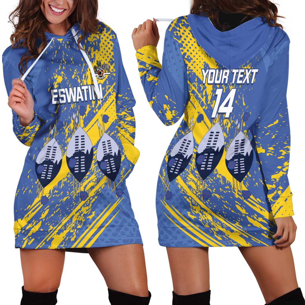 Eswatini Football Custom Hoodie Dress Sihlangu Semnikati Blue - Wonder Print Shop