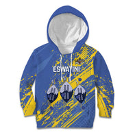 Eswatini Football Custom Kid Hoodie Sihlangu Semnikati Blue - Wonder Print Shop