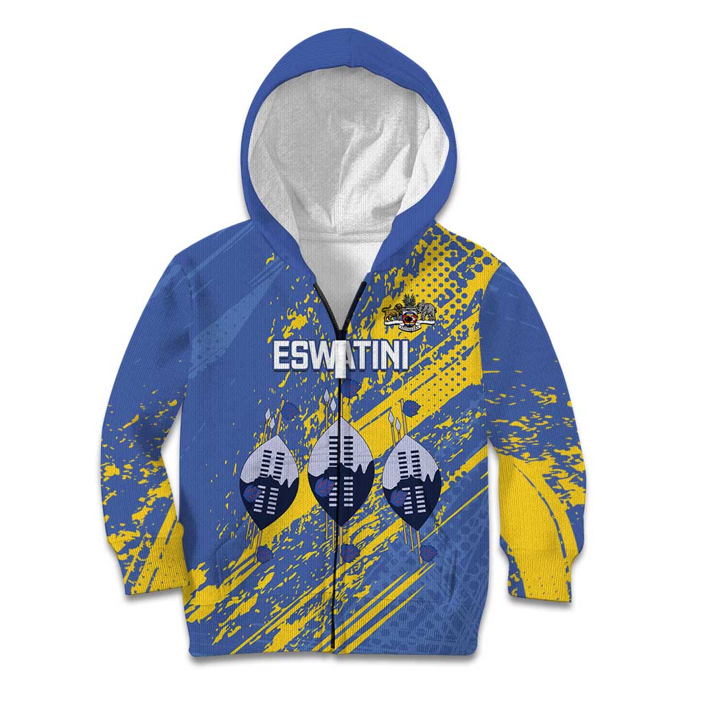 Eswatini Football Custom Kid Hoodie Sihlangu Semnikati Blue - Wonder Print Shop