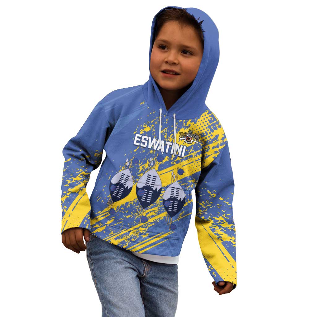 Eswatini Football Custom Kid Hoodie Sihlangu Semnikati Blue - Wonder Print Shop