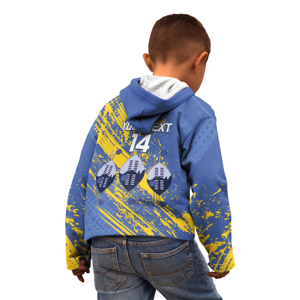 Eswatini Football Custom Kid Hoodie Sihlangu Semnikati Blue - Wonder Print Shop