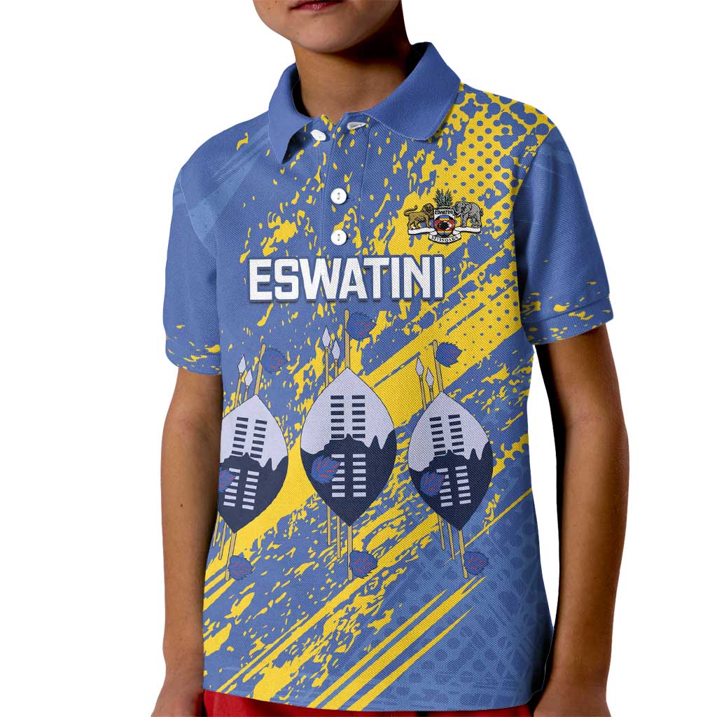 Eswatini Football Custom Kid Polo Shirt Sihlangu Semnikati Blue - Wonder Print Shop