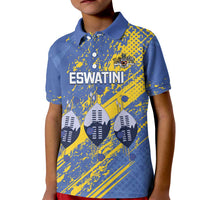 Eswatini Football Custom Kid Polo Shirt Sihlangu Semnikati Blue - Wonder Print Shop