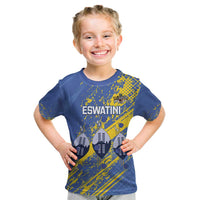 Eswatini Football Custom Kid T Shirt Sihlangu Semnikati Blue - Wonder Print Shop