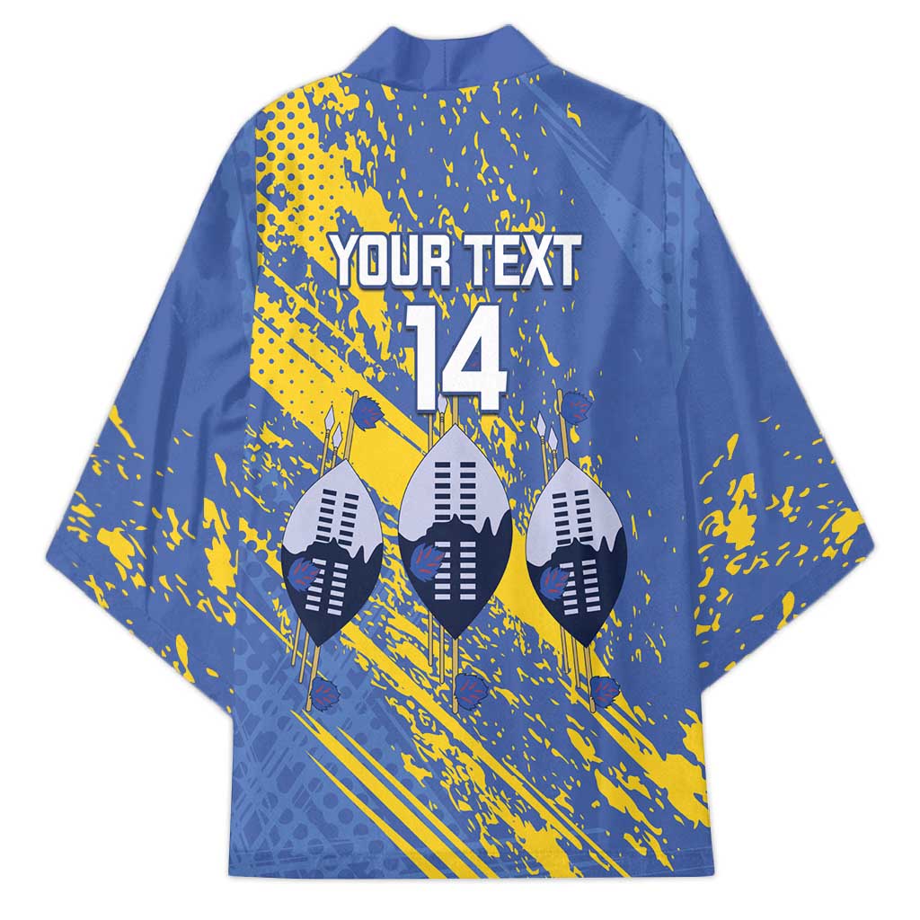 Eswatini Football Custom Kimono Sihlangu Semnikati Blue - Wonder Print Shop