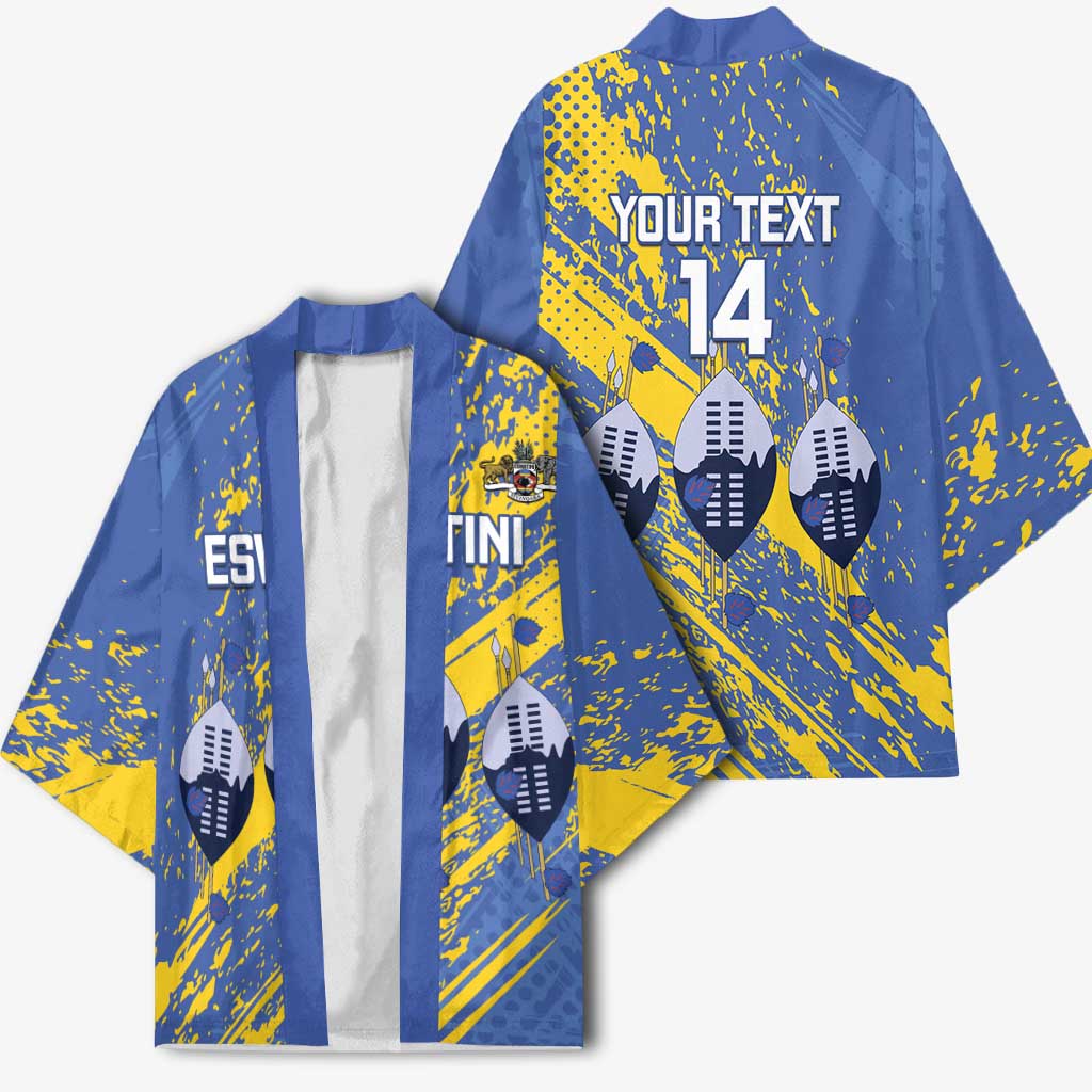 Eswatini Football Custom Kimono Sihlangu Semnikati Blue - Wonder Print Shop