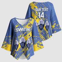 Eswatini Football Custom Kimono Sleeve Blouse Sihlangu Semnikati Blue - Wonder Print Shop