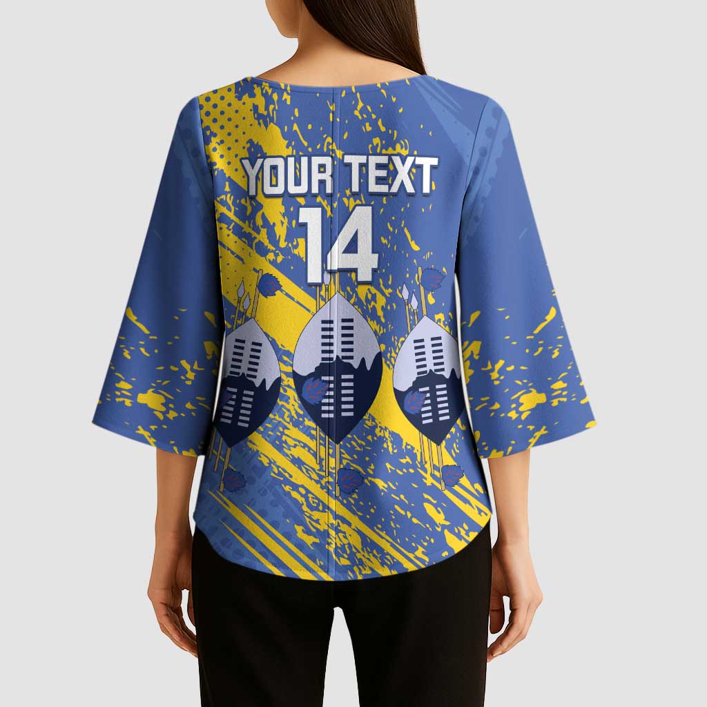 Eswatini Football Custom Kimono Sleeve Blouse Sihlangu Semnikati Blue - Wonder Print Shop