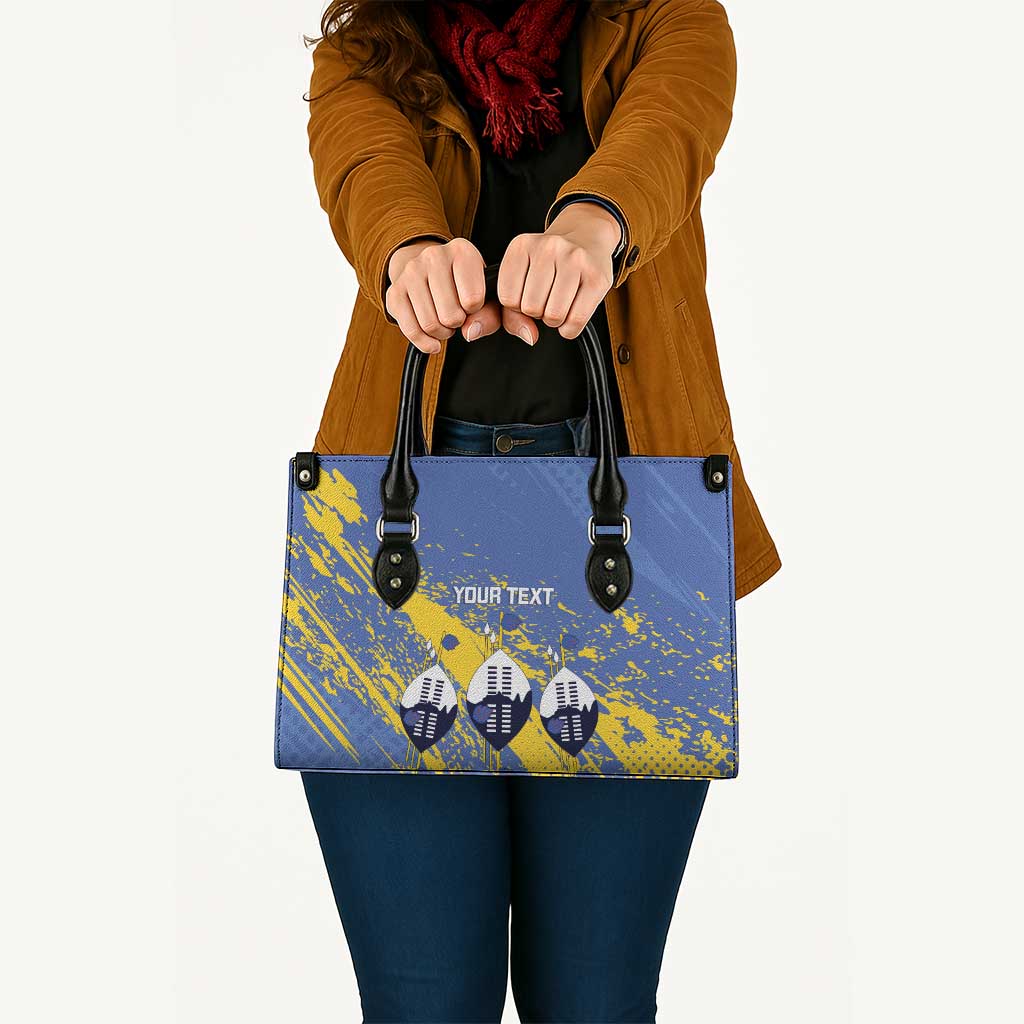 Eswatini Football Custom Leather Bag Sihlangu Semnikati Blue - Wonder Print Shop
