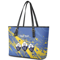 Eswatini Football Custom Leather Tote Bag Sihlangu Semnikati Blue - Wonder Print Shop