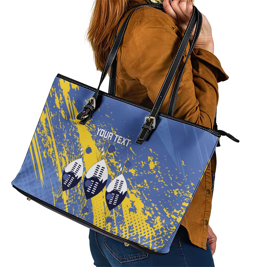 Eswatini Football Custom Leather Tote Bag Sihlangu Semnikati Blue - Wonder Print Shop