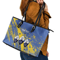 Eswatini Football Custom Leather Tote Bag Sihlangu Semnikati Blue - Wonder Print Shop