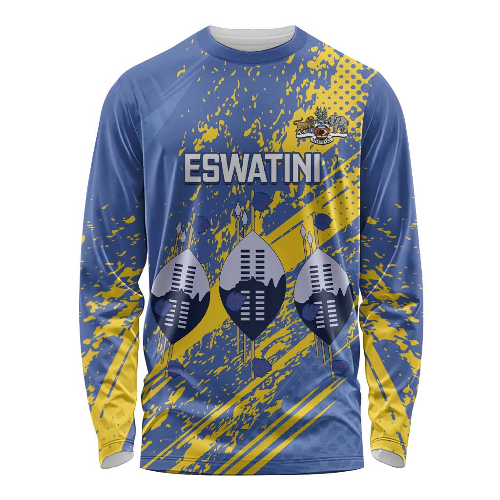 Eswatini Football Custom Long Sleeve Shirt Sihlangu Semnikati Blue - Wonder Print Shop