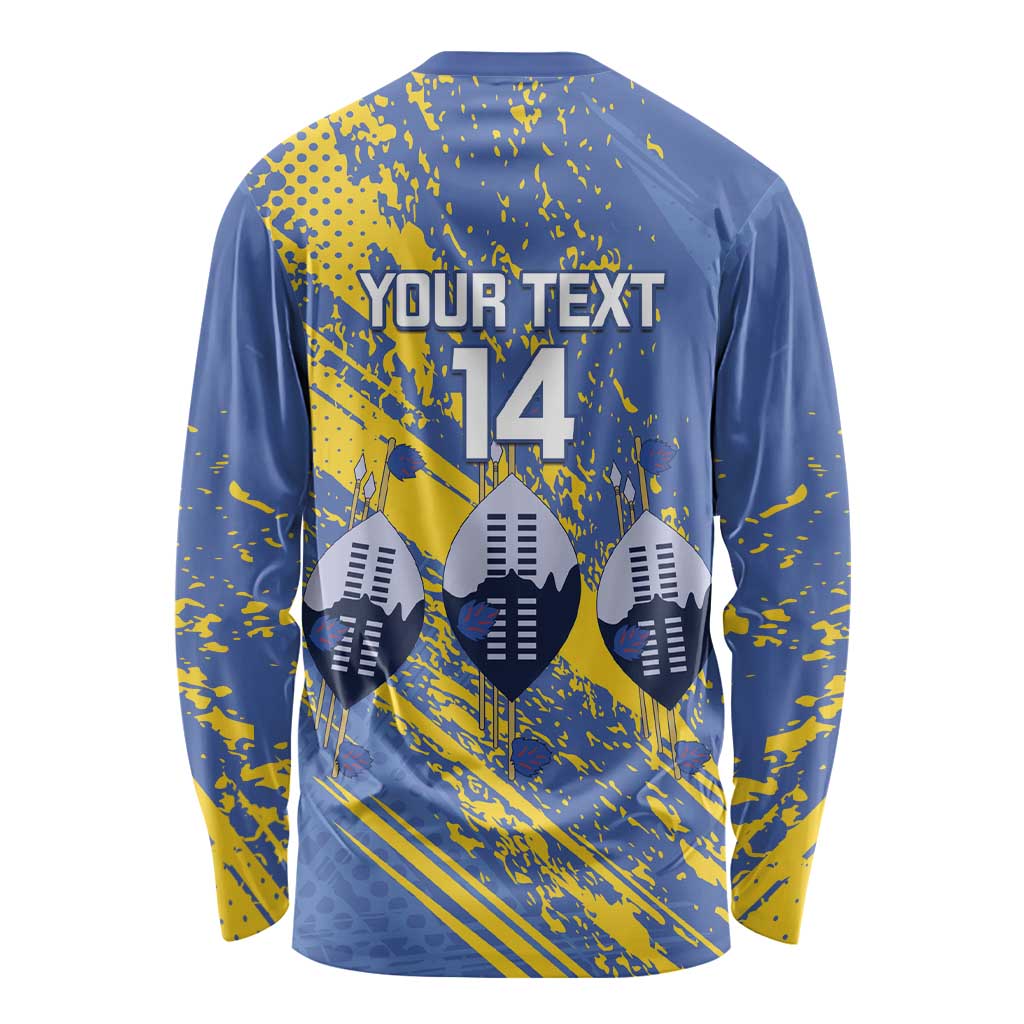 Eswatini Football Custom Long Sleeve Shirt Sihlangu Semnikati Blue - Wonder Print Shop
