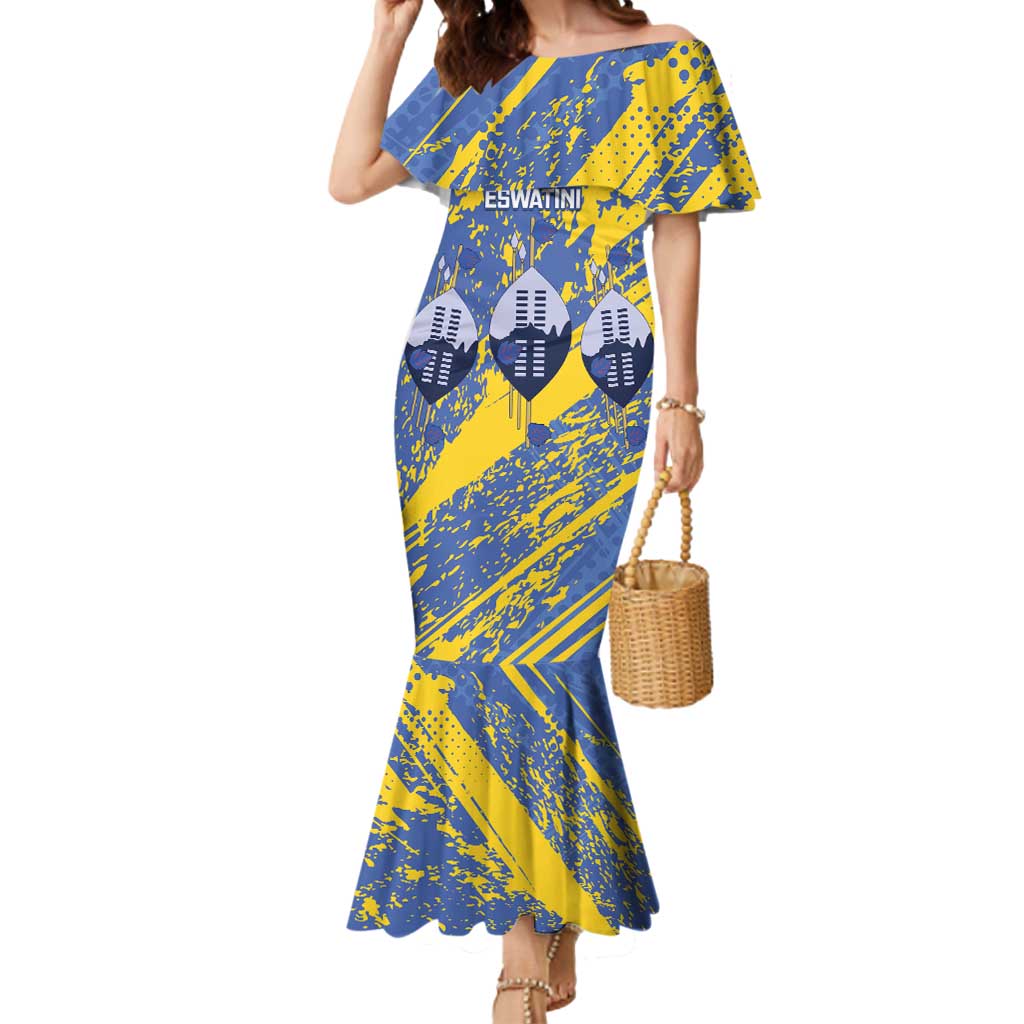 Eswatini Football Custom Mermaid Dress Sihlangu Semnikati Blue - Wonder Print Shop