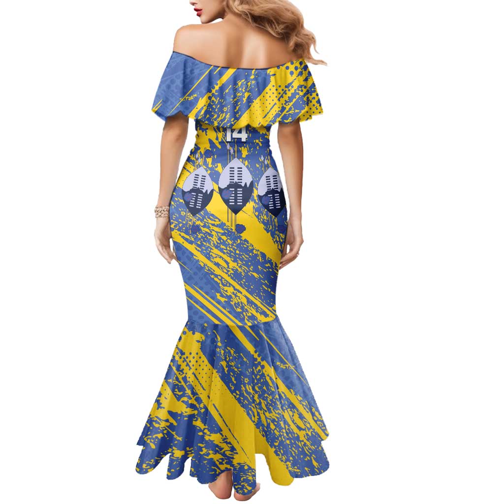 Eswatini Football Custom Mermaid Dress Sihlangu Semnikati Blue - Wonder Print Shop