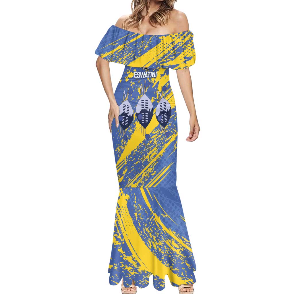 Eswatini Football Custom Mermaid Dress Sihlangu Semnikati Blue - Wonder Print Shop