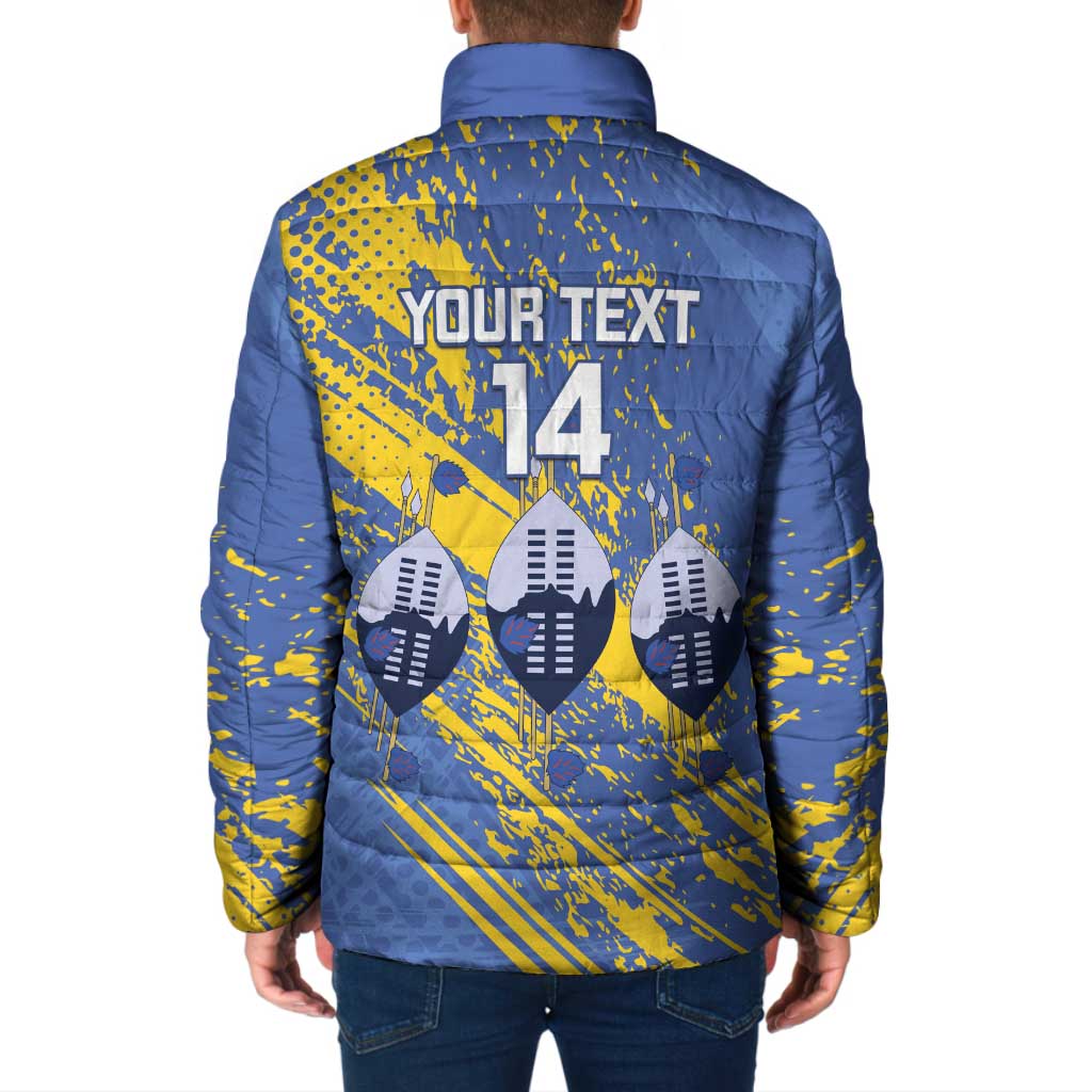 Eswatini Football Custom Padded Jacket Sihlangu Semnikati Blue - Wonder Print Shop