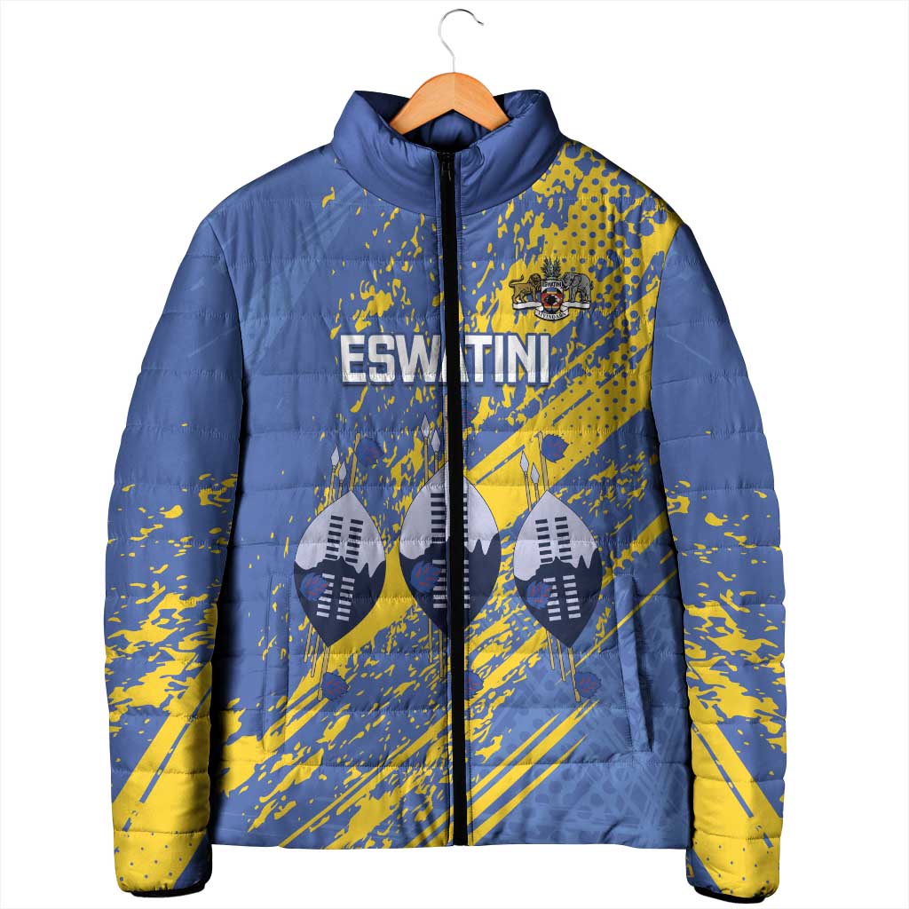 Eswatini Football Custom Padded Jacket Sihlangu Semnikati Blue - Wonder Print Shop