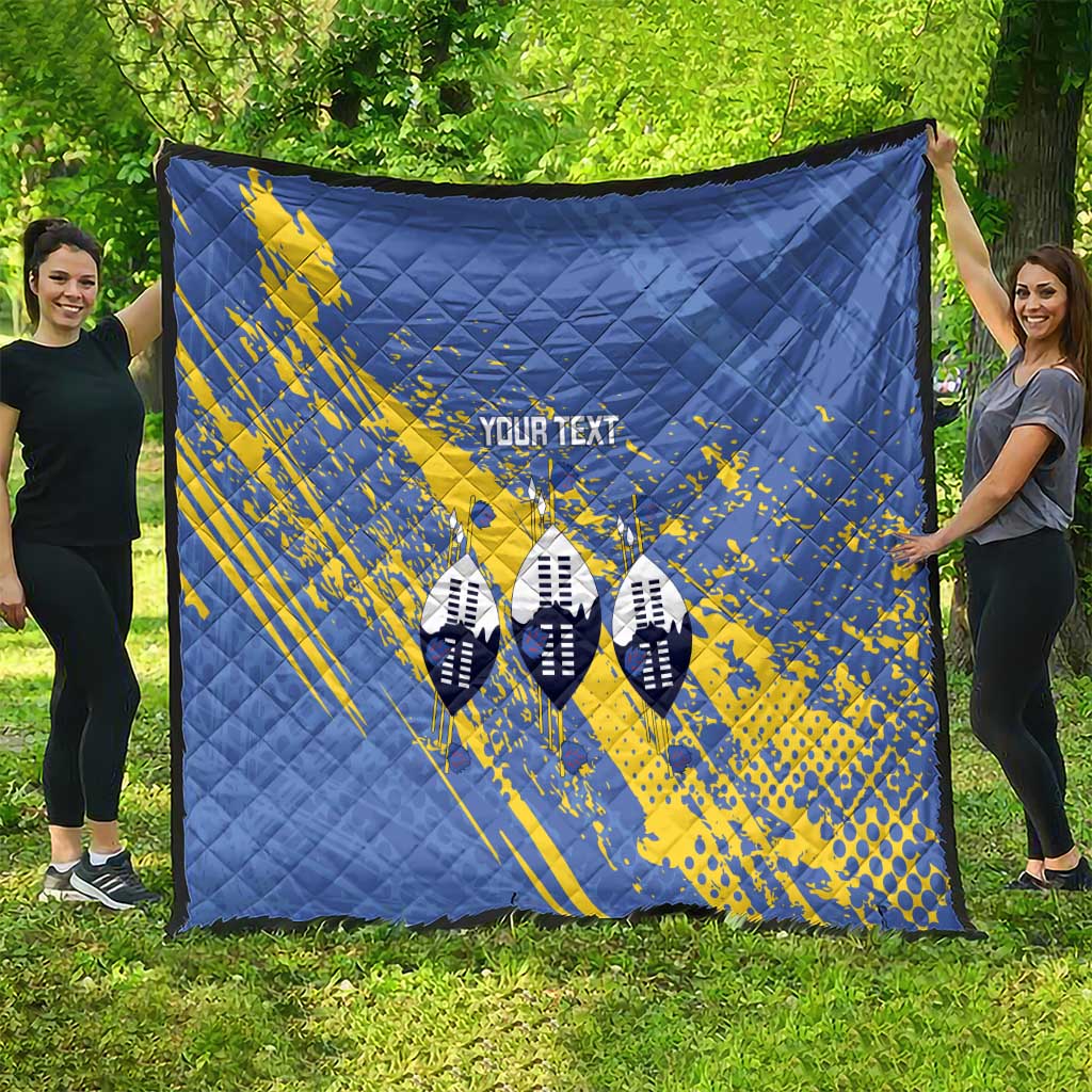 Eswatini Football Custom Quilt Sihlangu Semnikati Blue - Wonder Print Shop