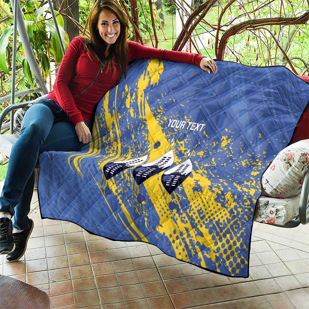 Eswatini Football Custom Quilt Sihlangu Semnikati Blue - Wonder Print Shop